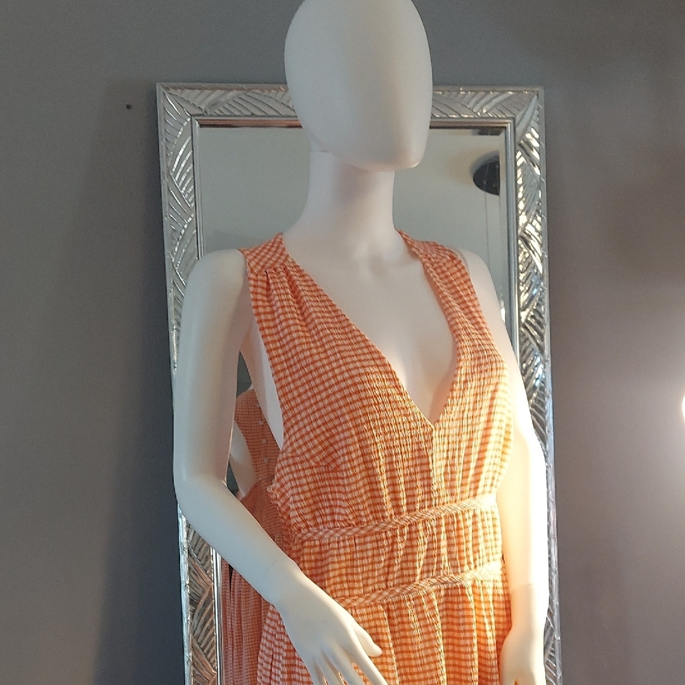 Enfocus Studio Orange and White Gingham Dress